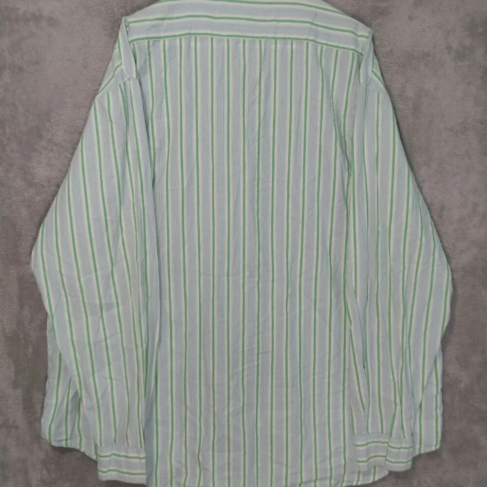 Polo Jeans Co Ralph Lauren Shirt Mens 3XT Green Striped Long Sleeve Button Up - Picture 2 of 9